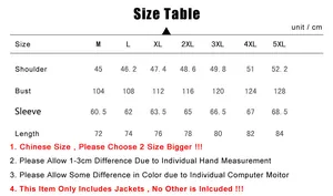 Tableau des tailles pour chemise en coton pour homme avec épaules, buste et manches en cm