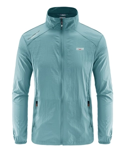 Seeblaue Herren Sonnenschutz Windjacke mit Stehkragen und atmungsaktivem leichtem Stoff