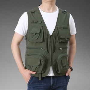 Men's Multi-Pocket Utility Vest Outdoor Fishing Photography Tactical Sleeveless Jacket Mesh Breathable Work Waistcoat
