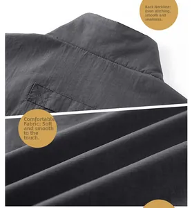 Detail of the high-quality stitching on the collar and the soft fabric texture of this vest
