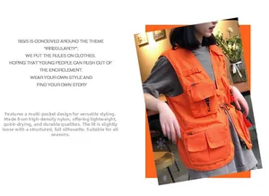 Detailed view of orange quick-dry nylon tactical vest with functional multi-pockets