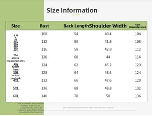 Detailed size chart for quick-dry fishing vest from size S to 6XL with measurements