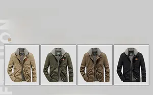 Four colors of N1 deck jacket: khaki, green, coffee, and black with faux fur collar
