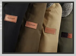 Detail showing four color options and sheepskin collar of the men N1 deck jacket