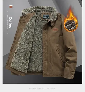 Detail of coffee brown N1 deck jacket with thick fleece lining and warm collar