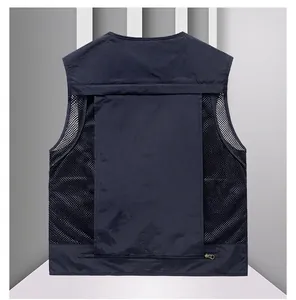 Back view of quick-dry mesh fishing vest showing breathable fabric and rear zipper pocket