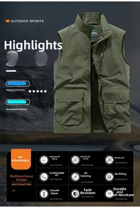 Detail view of military green utility vest with waterproof breathable mesh lining