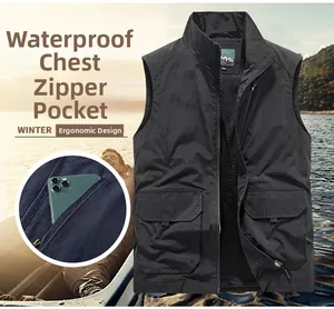 Detail of black tactical vest featuring waterproof chest zipper and breathable mesh lining