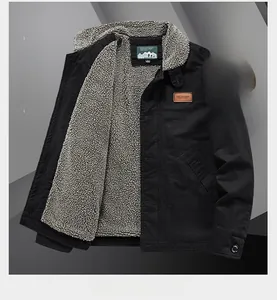 Close-up of black N1 deck jacket with warm grey sherpa lining and plush collar