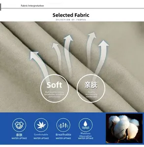 Detailed macro view of soft breathable light khaki cotton fabric texture and fiber weave