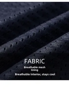 Close-up of breathable mesh lining fabric on the dark blue tactical utility vest