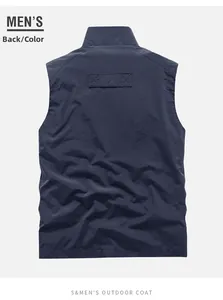 Detail view of the back of a men's outdoor quick-dry vest with reinforced stitching