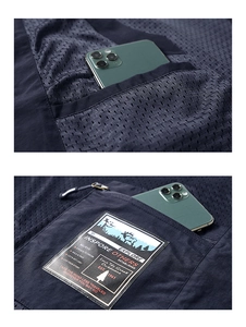 Detail of multi-pocket outdoor vest featuring breathable mesh and large utility storage