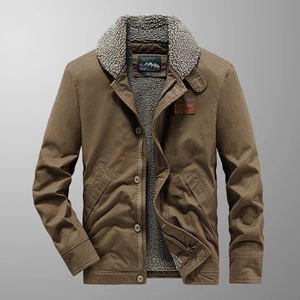 Men's N1 deck jacket with warm faux lamb wool lining and sturdy canvas exterior