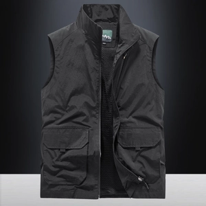 Gilet de pêche outdoor pour homme à séchage rapide avec poches et doublure filet