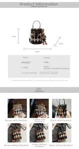 Detailed size specifications for the vintage quilted cylinder bag with charm