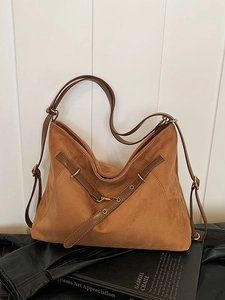 Vintage Large Frosted PU Leather Tote Bag Fashion Adjustable Strap Shoulder Bag For Women Retro Casual Travel Office Handbag