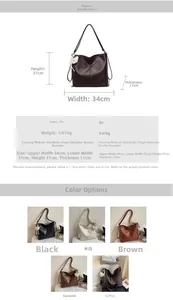 Detailed size chart and multi-color selection for the large PU leather tote backpack