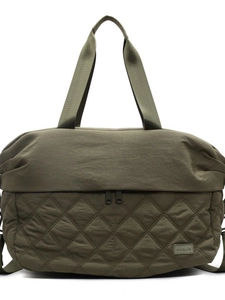 Olive green large capacity quilted travel bag and sports yoga handbag for women