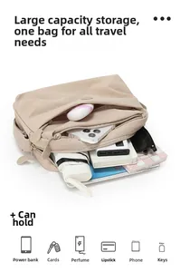 Detailed view showing multi-pocket capacity for phone, umbrella and daily essentials