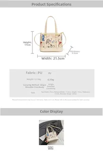 Spécifications détaillées de taille pour le mini sac cabas avec graffiti et bandoulière