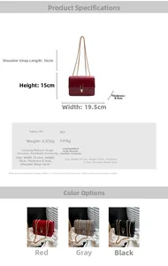 Detailed size specifications for crocodile pattern crossbody bag with color options