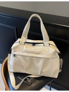 Grande borsa da viaggio in tela beige con ricamo NINGJIA e tracolla rimovibile
