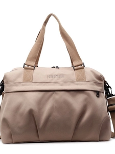 Grande borsa da viaggio in tela kaki con ricamo NINGJIA per sport e fitness
