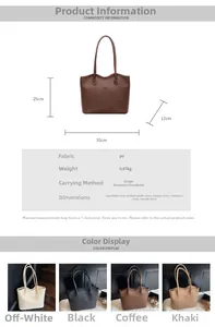 Guide des dimensions détaillées et options de couleurs pour le grand sac fourre-tout en cuir PU