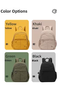 Grille de sacs à dos en nylon en quatre couleurs : jaune, kaki, vert et noir pour femmes