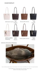 Detail display of multiple colors and internal zipper pocket structure of the tote bag