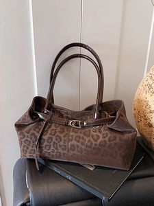 Grand Sac Cabas Imprimé Léopard Vintage Mode en Simili-cuir Sac à Épaule Sous le Bras pour Femmes Navettage Quotidien Sac à Main