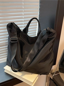 Large Capacity Waterproof Nylon Tote Bag Women Casual Sporty Travel Crossbody Bag With Adjustable Strap Solid Color Hobo Bag