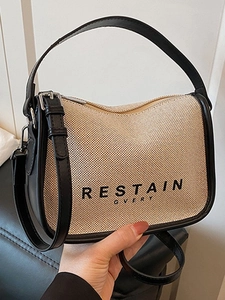 Women Canvas Crossbody Bag Fashion Letter Print Small Square Shoulder Handbag Casual Messenger Bag With Adjustable Strap