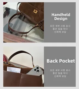 Detailansicht der braunen Wildledertasche mit Rücktasche für Handy und Goldverschluss