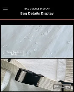 Detailed view of water-resistant nylon fabric and anti-slip shoulder strap buckle