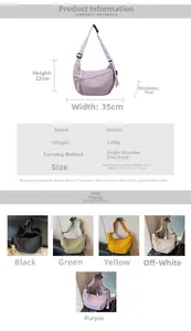 Dettagli della borsa a tracolla in nylon con dimensioni 35x22x7cm e vari colori
