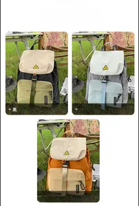 Detailed view of large-capacity outdoor nylon backpacks with contrast patchwork colors