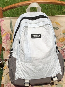 Fashion Nylon Color Block Backpack Lightweight Waterproof Casual Travel Student Bag For Outdoor Hiking Climbing Women