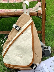 Fashion Women Nylon Crossbody Bag Outdoor Casual Chest Bag Color Block Lightweight Messenger Bag For Traveling Hiking Cycling
