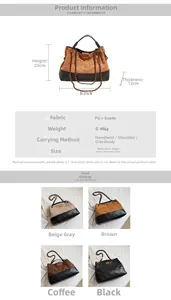 Size guide for tote bag showing dimensions 35x23x12cm and material specifications
