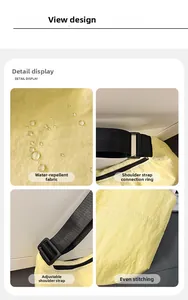 Detail of yellow waterproof nylon bag showing textured fabric and precision stitching