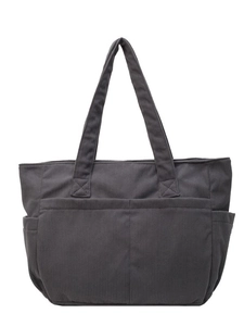 Sac fourre-tout en velours côtelé gris foncé avec grande poche avant et style minimaliste