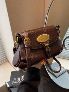 Vintage PU Leather Houndstooth Crossbody Bag For Women Retro Flap Small Square Shoulder Bag With Gold Hardware Daily Bag