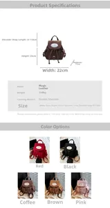 Spécifications détaillées et options de couleurs pour le mini sac à dos en daim vintage