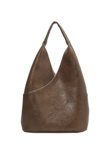 Borsa tote retrò in ecopelle marrone di grandi dimensioni con silhouette triangolare
