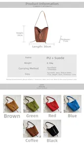 Détails techniques du sac seau en daim et texture du matériau PU de haute qualité