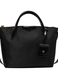Large black Oxford tote bag with CLEARON logo and decorative mini pouch accessory