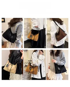 Collage of suede hobo bags in four colors showing crossbody and shoulder styles
