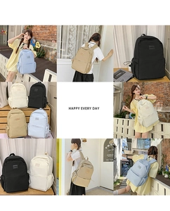 Detailed grid view of waterproof nylon backpack showing multiple colors and functional pockets